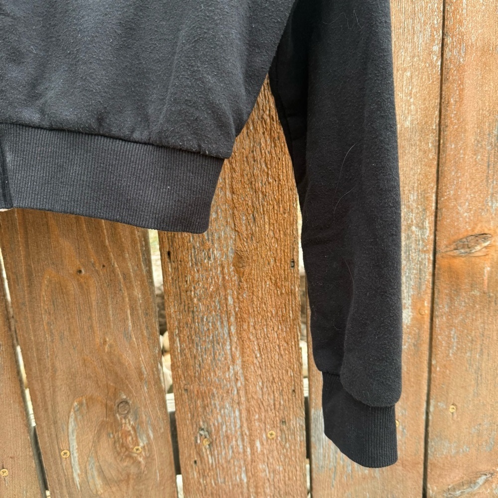 Women’s Black Cropped Full Zip Hoodie Sweatshirt Small - Picture 6 of 7